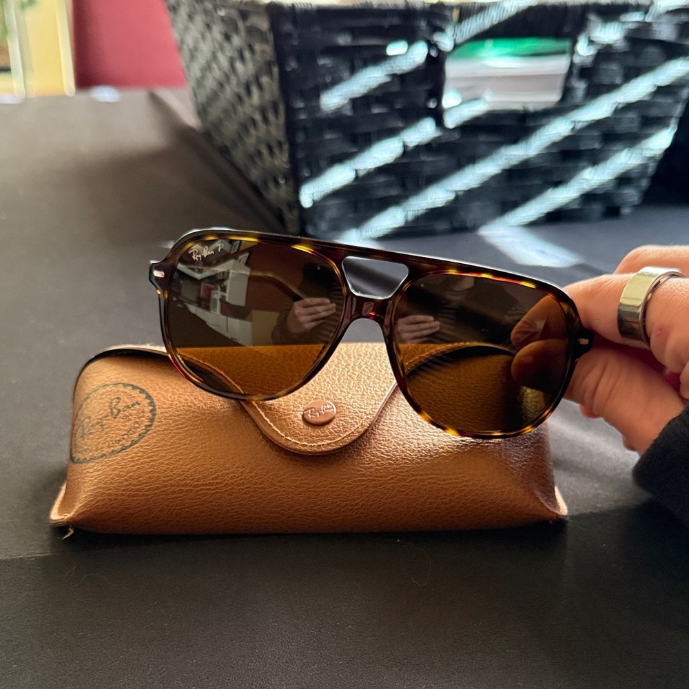 Ray-Ban Bill Polarized Tortoise Frame Sunglasses
